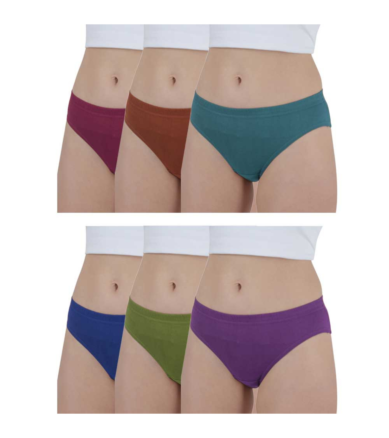 Vink Multicolor Womens Plain Panties 6 Pack Combo | Outer Elastic Panty